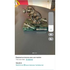 Éléphant en bronze et tout le bas en marbre