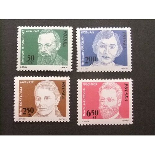 Pologne Polska 1981 Mouvement Ouvrier Polones Yvert 2588 / 2591 ** Mnh