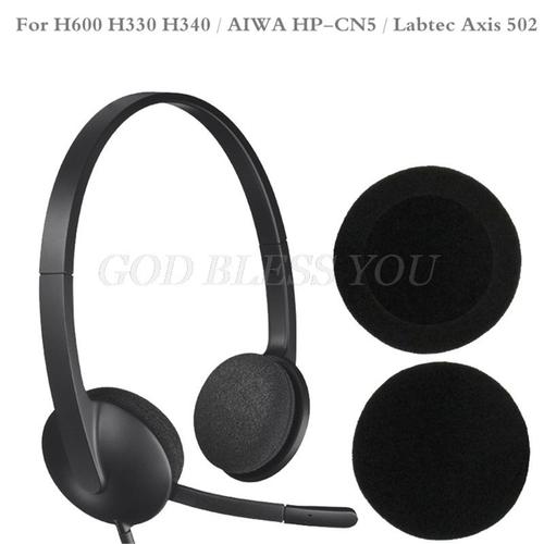 Coussinets d'oreille en mousse de remplacement, 5 paires, 60mm/2.4 "", pour Logitech H600 H330 H340/Aiwa/Labtec Axis 502, noir