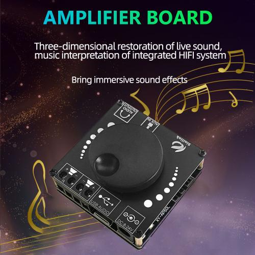 Haut-parleur double canal HIFI numérique, XY-AP50L, 2x50W, panneau  d'amplification de puissance Audio, 3.5mm AUX, Audio stéréo, compatible  Bluetooth, 5.0 Amp