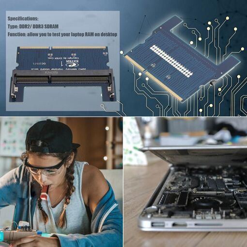 Adaptateur de RAM DDR2/DDR3 DIMM pour ordinateur portable, carte mé...