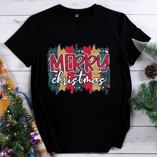 T-Shirt Manches Courtes Pour Homme Et Femme, Haut De Fête De Noël, Plusieurs Couleurs Au Choix, Cift S-Xxl