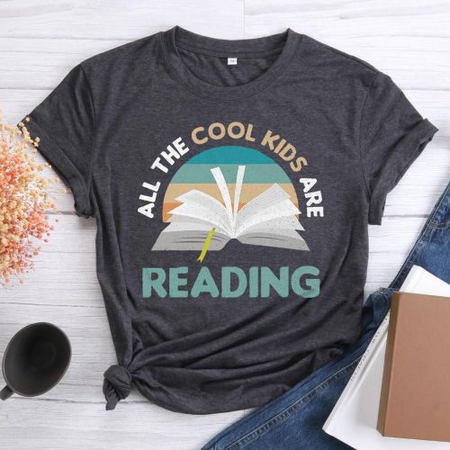 T-Shirt En Coton Pour Tous Les Jours, Décontracté, À La Mode, Livre Tout Le Cool, Les Enfants Lisent, Lettres Imprimées, S-Xxxl