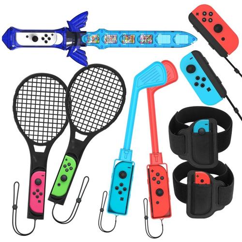 Accessoires de jeu de contrôle de mouvement 9 en 1, pour nintendo Switch,  Club de Golf, ensemble de bracelets de danse, raquette de Tennis, sangle de  jambe pour NS