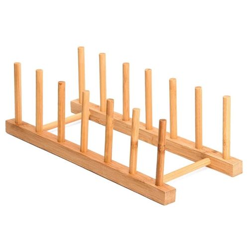 Support de rangement en bois de bambou pour disque vinyle, présentoir, assiette, bol, tasse, livre, Pot, couvercle, étagère de séchage, organisateur