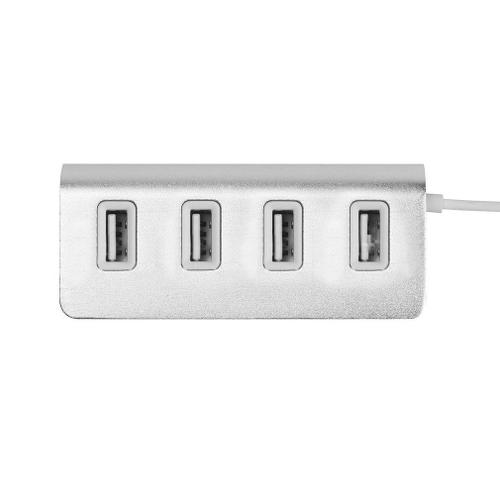 Hub USB 2.0 à transfert de Type c en alliage d'aluminium, 4 Ports USB haute vitesse