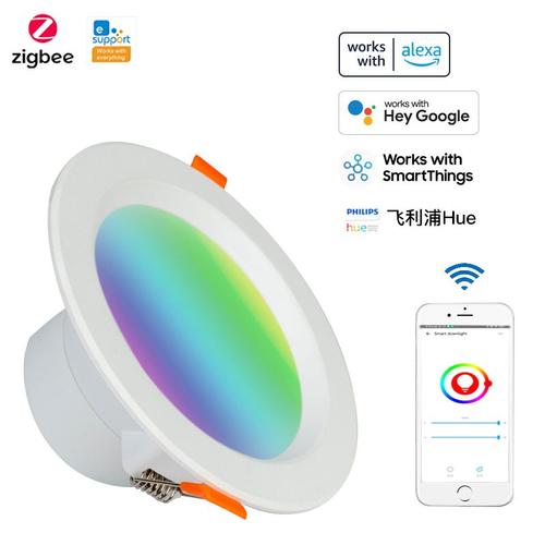 Plafonnier Led Intelligent Encastrable Rgbcw 3.0, Commande Vocale, Éclairage D'intérieur, Compatible Avec Alexa Et Google Home