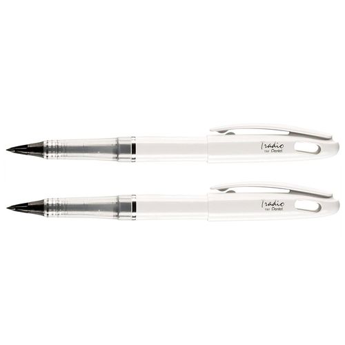 Pentel Lot De 2 Feutres Plume Trj94 Tradio Corps Vernis Blanc Encre Noire