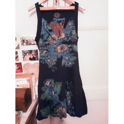 Robe Noire Imprimé Bleu/Vert 42 Xl Desigual.