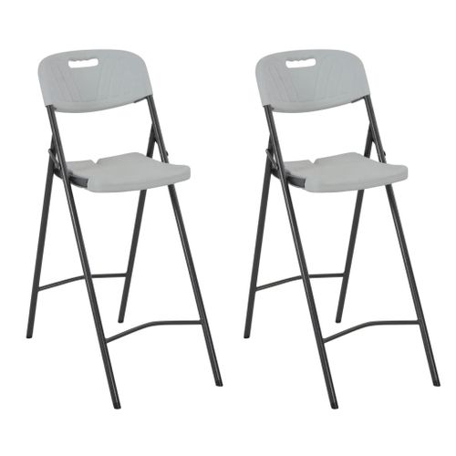 Chaises De Bar Pliables 2 Pcs Pehd Et Acier Blanc