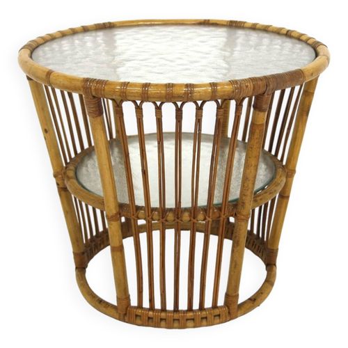 Table Basse Scandinave En Rotin Sude 1970 Bois