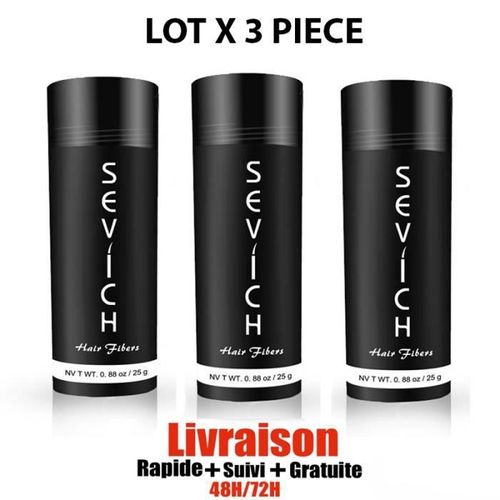 Lot X 3 Sevich 25g Poudre De Cheveux Densifiant Kératine Calvitie Châtain Normal 