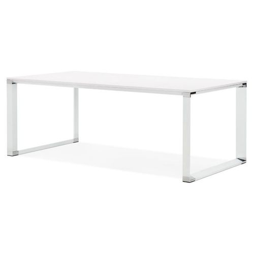 Paris Prix - Bureau Design En Bois & Métal "Hovik" 200cm Blanc