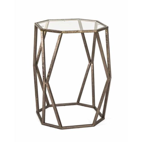 Paris Prix - Table D'appoint Design En Verre "Nila" 50cm Bronze