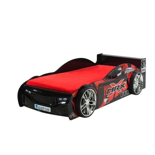 Pack - Lit Enfant Voiture & Matelas "Mrx" 90x200cm Noir