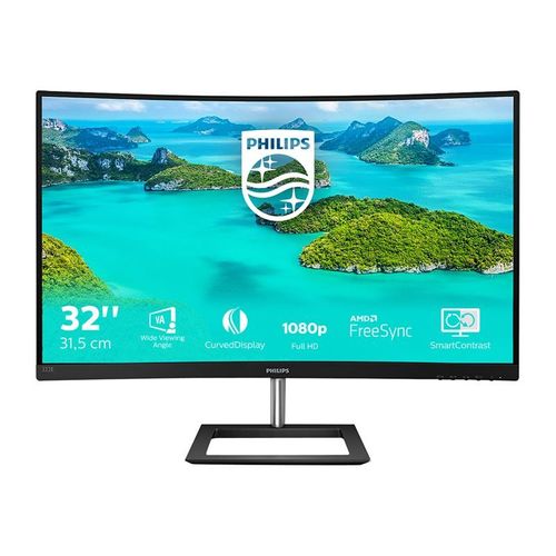 Philips E-line 322E1C - Écran LED - incurvé - 32" (31.5" visualisable) - 1920 x 1080 Full HD (1080p) @ 75 Hz - VA - 250 cd/m² - 3000:1 - 4 ms - HDMI, VGA, DisplayPort - noir texturé
