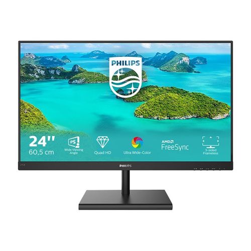 Philips E-line 245E1S - Écran LED - 24" (23.8" visualisable) - 2560 x 1440 QHD @ 75 Hz - IPS - 250 cd/m² - 1000:1 - 4 ms - HDMI, VGA, DisplayPort - noir texturé