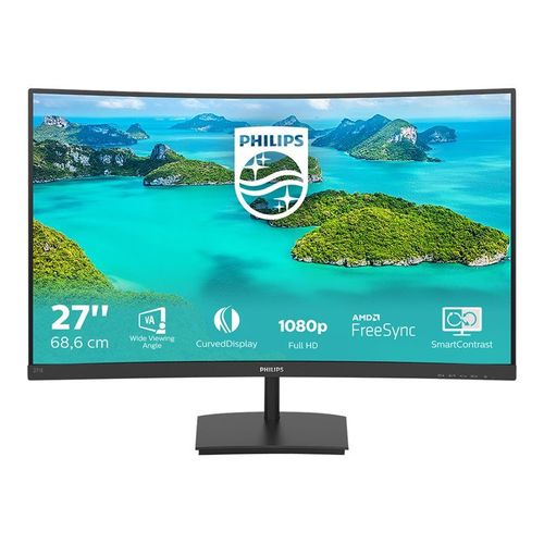 Philips E-line 271E1SCA - Écran LED - incurvé - 27" - 1920 x 1080 Full HD (1080p) @ 75 Hz - VA - 250 cd/m² - 3000:1 - 4 ms - HDMI, VGA - haut-parleurs - noir texturé