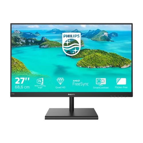 Philips E-line 275E1S - Écran LED - 27" - 2560 x 1440 QHD @ 75 Hz - IPS - 250 cd/m² - 1000:1 - 4 ms - HDMI, VGA, DisplayPort - noir texturé