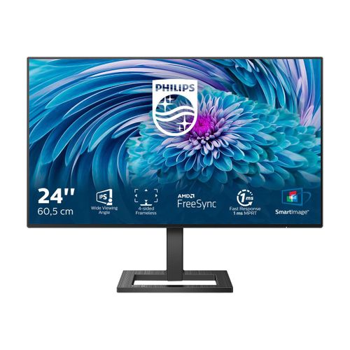 Philips E-line 242E2FA - Écran LED - 24" (23.8" visualisable) - 1920 x 1080 Full HD (1080p) @ 75 Hz - IPS - 300 cd/m² - 1000:1 - 1 ms - HDMI, VGA, DisplayPort - haut-parleurs - noir texturé