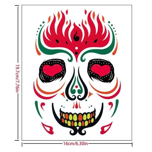 Autocollants De Tatouages Temporaires, Étiquette Drôle De Visage De Clown D'Horreur, Autocollant De Mascarade De Fête D'Halloween, Autocollant De Cosplay, Rôle De Performance Sur Scène Pla