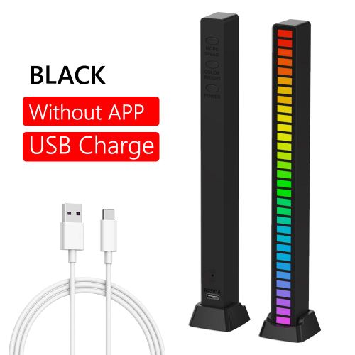 Lumière LED RGB alimentée par USB/Rechargeable, activation vocale, musique, rythme, lumière ambiante avec 32 LED, lumière d'ambiance de voiture