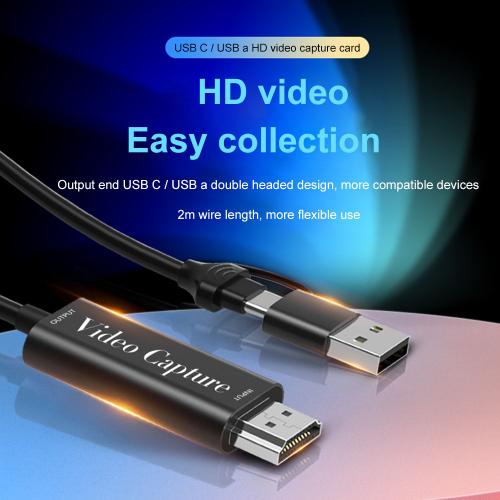 Carte D'Acquisition Audio-Vidéo Compatible Hdmi, Usb A/C, Double Interface, Pour Téléphone Portable, Ordinateur, Ps Ns, Avec Câble De 2m