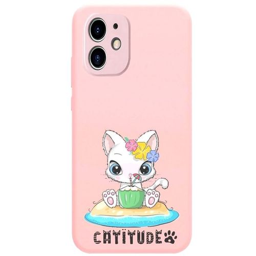 Coque Rose Iphone 12 Mini Chat Catitude