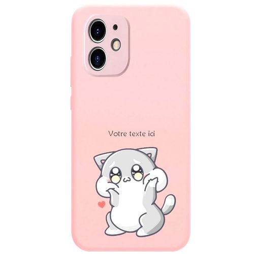 Coque Rose Iphone 12 Mini Chat Kawaii