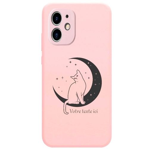 Coque Rose Iphone 12 Mini Chat Lune