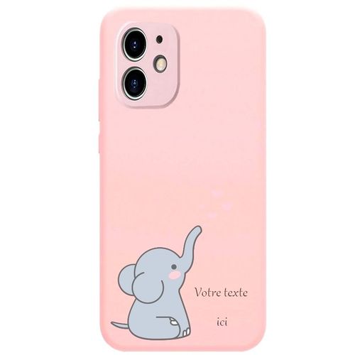 Coque Rose Iphone 12 Mini Elephant Et Coeur