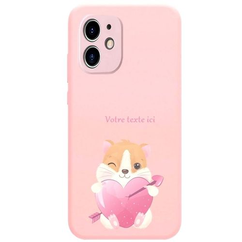 Coque Rose Iphone 12 Mini Hamster Coeur Avec Votre Texte