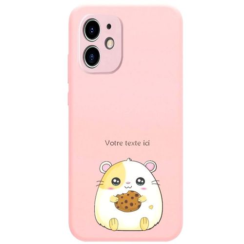 Coque Rose Iphone 12 Mini Hamster Kawaii Avec Votre Texte