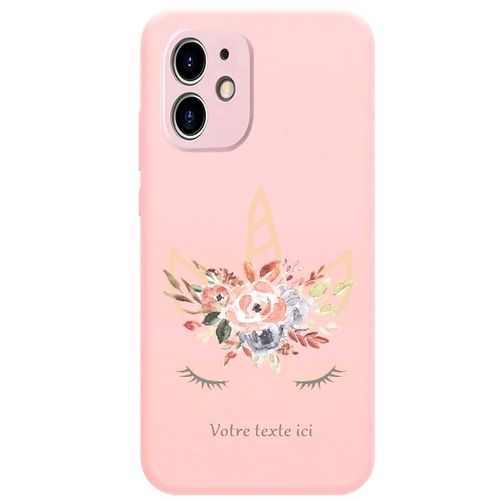 Coque Rose Iphone 12 Mini Licorne Personnalisee Eyes Rose Unicorn