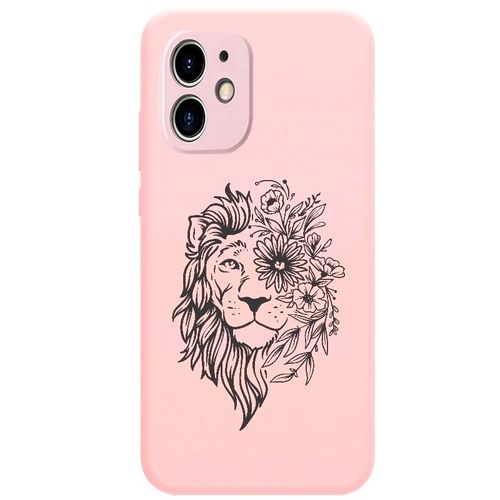 Coque Rose Iphone 12 Mini Lion Fleur