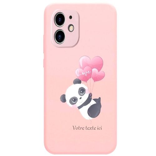 Coque Rose Iphone 12 Mini Panda Ballon Personnalisee