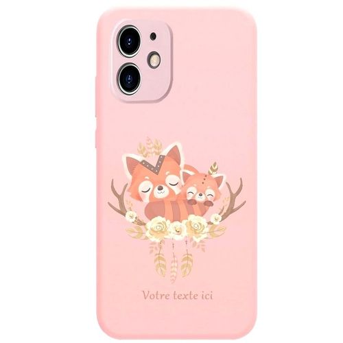 Coque Rose Iphone 12 Mini Panda Roux Personnalisee