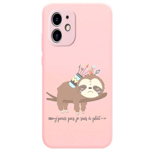 Coque Rose Iphone 12 Mini Paresseux Boho Kawaii