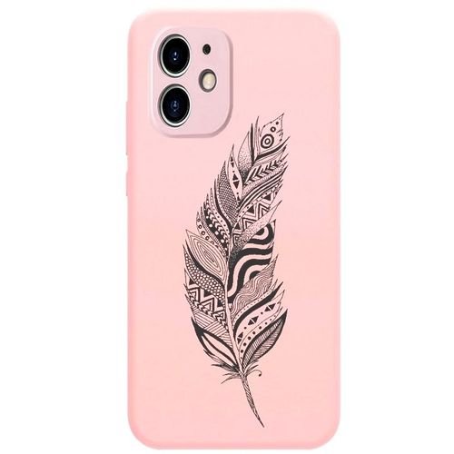 Coque Rose Iphone 12 Mini Plumes