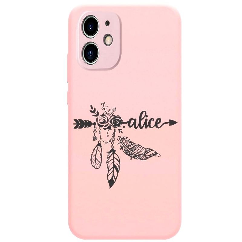 Coque Rose Iphone 12 Mini Avec Votre Prénom 6 Fleur
