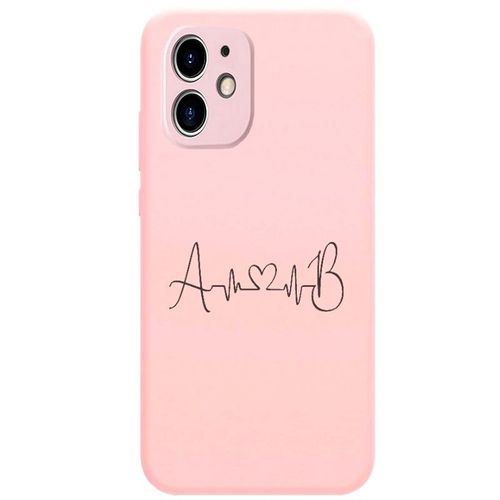 Coque Rose Iphone 12 Mini Avec Avec Vos Initiales Et Coeur