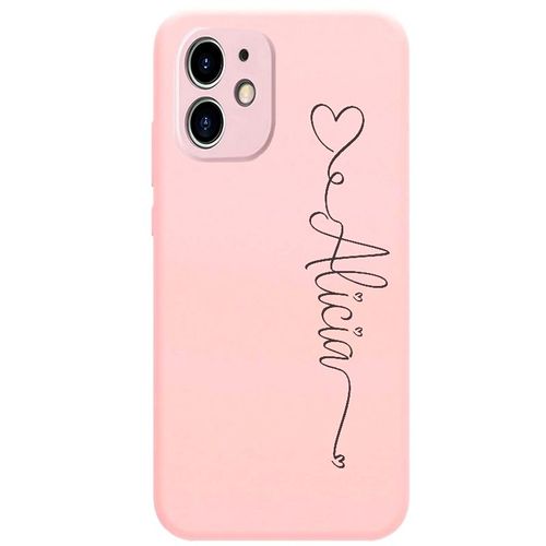 Coque Rose Iphone 12 Mini Avec Votre Prenom Police 18 Coeur