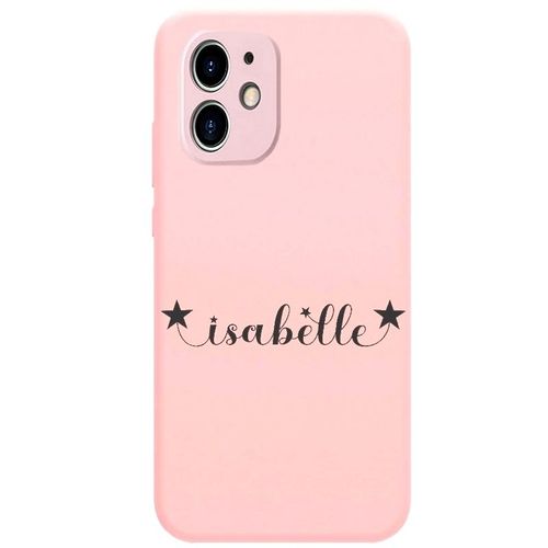 Coque Rose Iphone 12 Mini Avec Votre Prenom Police 14 Etoile
