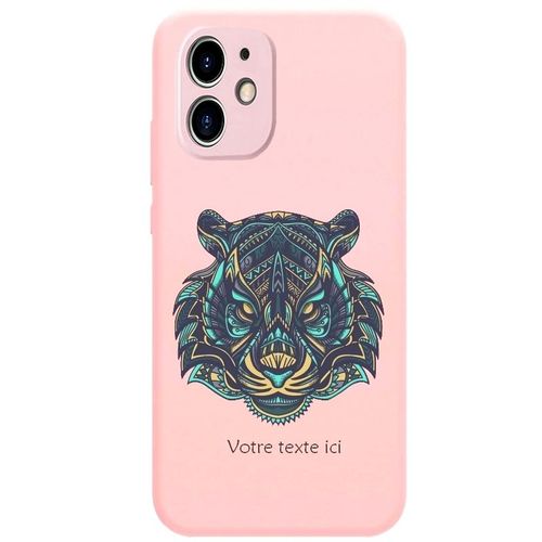 Coque Rose Iphone 12 Mini Tigre Mandala Personnalisee