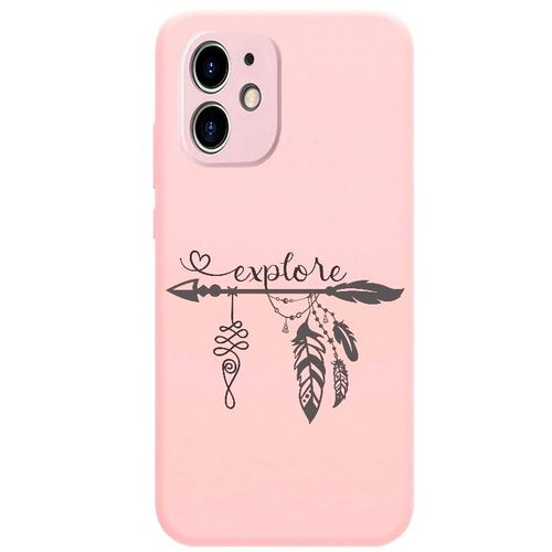 Coque Rose Iphone 12 Mini Explore Plume Et Boho