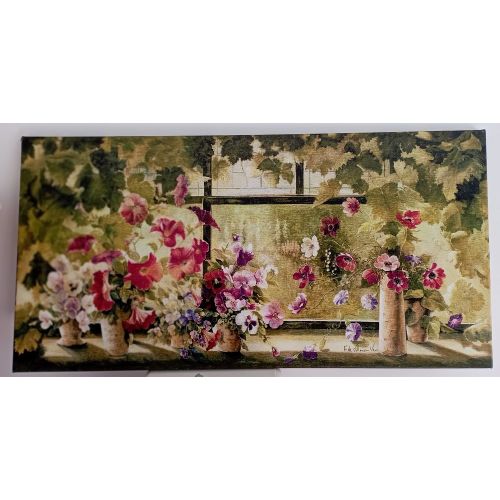 Tableau reproduction imprimée fenêtre fleurie