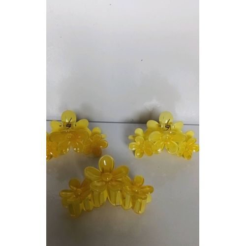 Grande Pinces Griffes Fleurs Jaunes Foncé