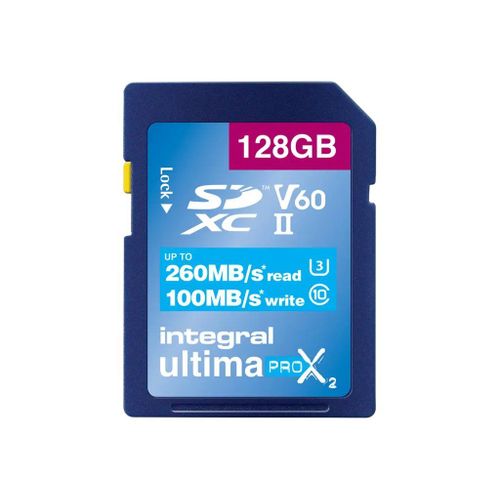 Integral UltimaPro X2 - Carte mémoire flash - 128 Go - Video Class V60 / UHS-II U3 / Class10 - SDXC UHS-II