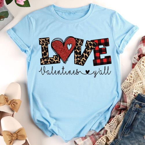 T-Shirt Imprimé À Carreaux, Léopard, Amour, Cadeau De Saint Valentin, Pour Petite Amie, S-Xxxl
