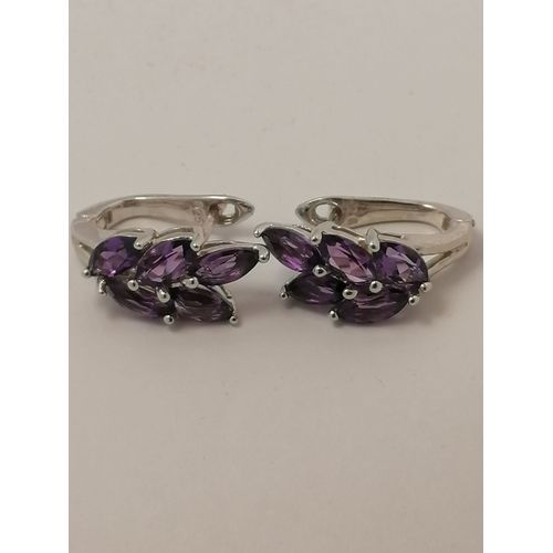 Boucle D'oreille Améthyste Argent 925
